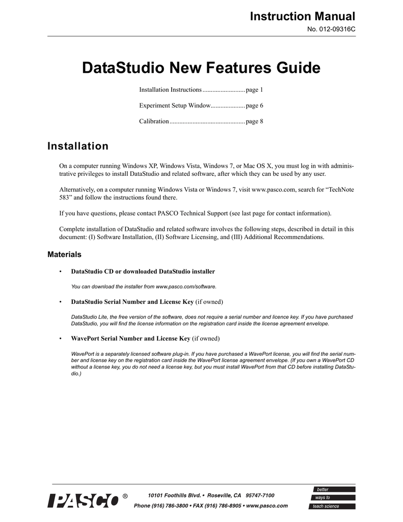 Pasco data studio download